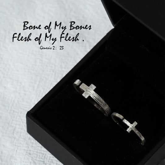 骨中骨 純銀對戒|創世記2:23・愛裡合一|可鑲嵌設計・婚戒・情人節禮物