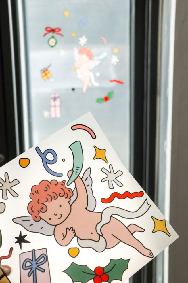 CHRISTMAS 靜電窗貼|聖誕快樂・與你同在|免膠自黏・窗戶佈置・鏡面裝飾・福音預工