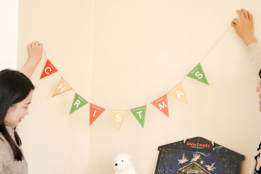 CHRISTMAS 聖誕木質掛旗|基督Hope・道成肉身|天然實木・8重福音意義・200cm 節慶裝飾