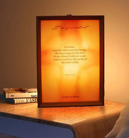 創始成終 治愈燈光畫|啟示錄22:13・我是阿拉法俄梅戛|觸控調光・臥室氛圍燈・信仰擺飾