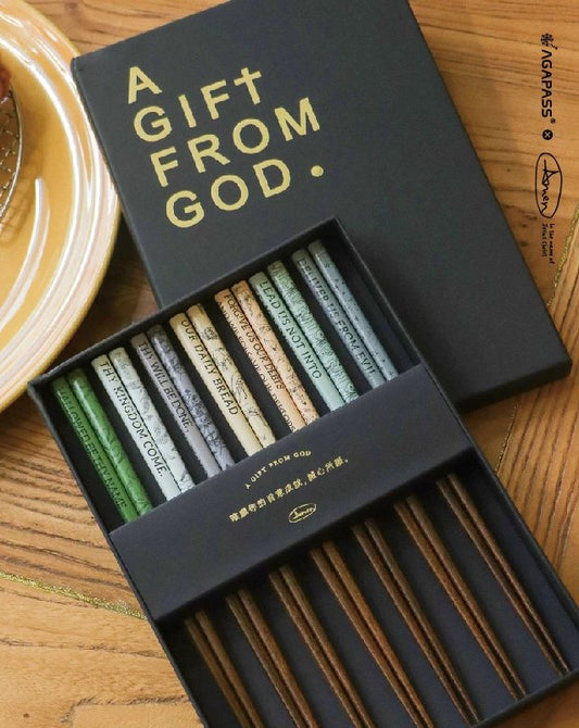 AMEN 阿們筷子禮盒 (一套七雙)|主禱文・七重祝福|喬遷禮物・實木雕刻・信仰傳承