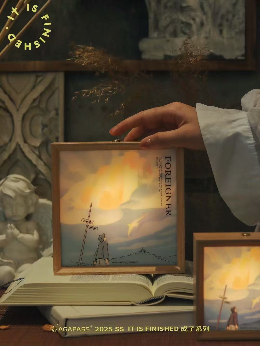 「在他毫無黑暗」治癒燈光畫|約翰福音8:12・生命之光|觸控調光・案頭裝飾・內室祈禱伙伴