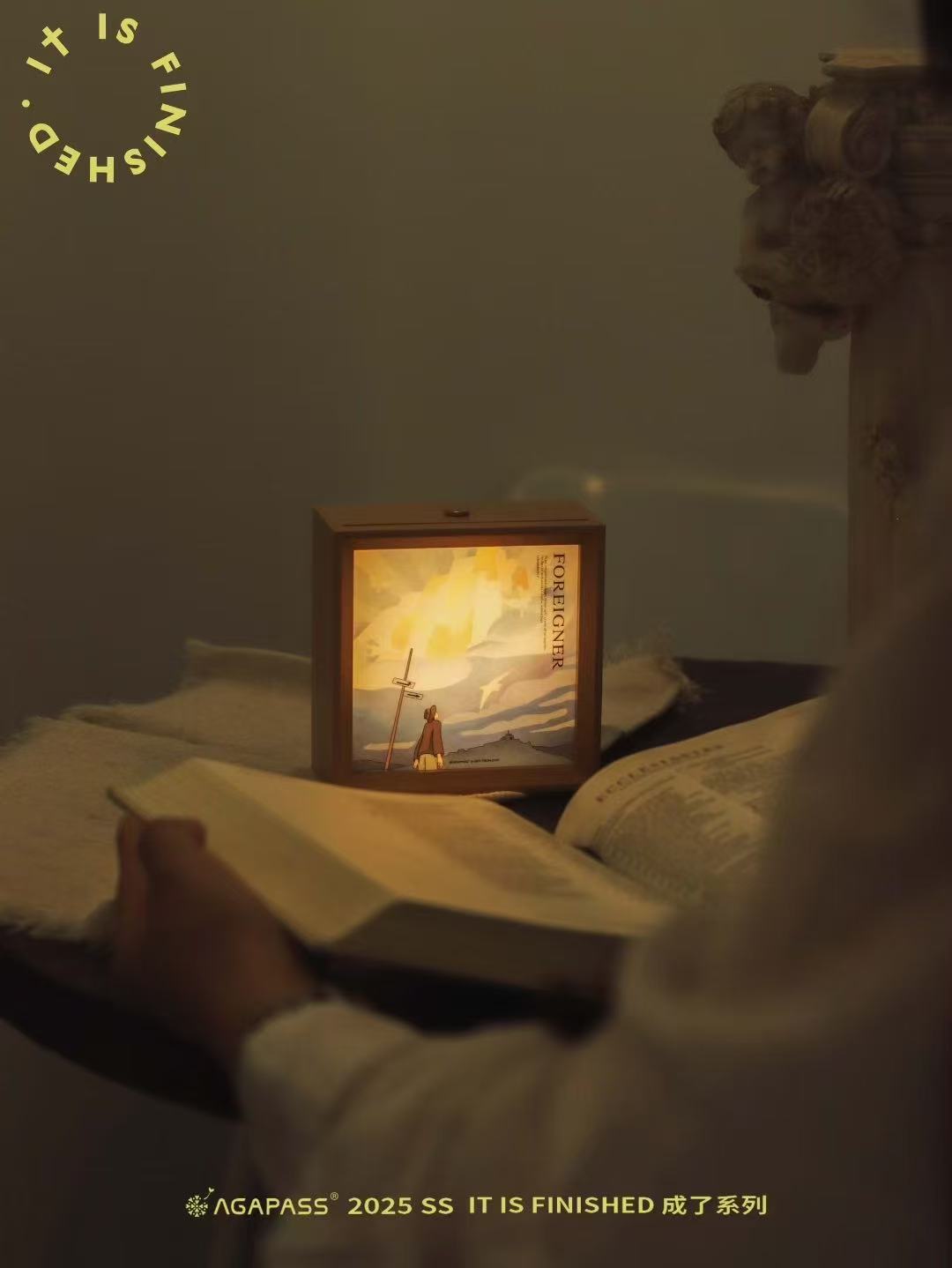 「在他毫無黑暗」治癒燈光畫|約翰福音8:12・生命之光|觸控調光・案頭裝飾・內室祈禱伙伴