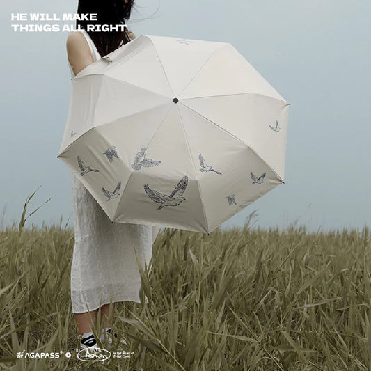 AMEN 阿們摺叠晴雨傘|聖奧古斯丁禱文・屬天遮蓋|抗UV99%・玻纖傘骨・傳世禱告
