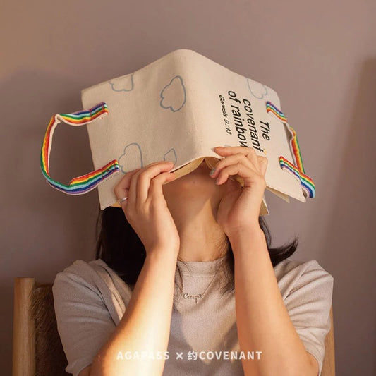 云上的日子 帆布書衣|約COVENANT系列・彩虹之約・喜樂宣言|A5手提書皮・文青信仰小物・小組禮物
