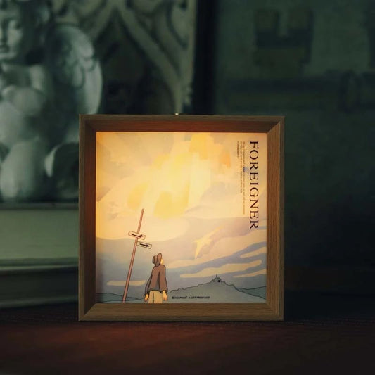 「在他毫無黑暗」治癒燈光畫|約翰福音8:12・生命之光|觸控調光・案頭裝飾・內室祈禱伙伴