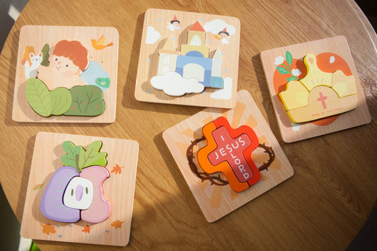 GOODNEWS 木質拼圖套裝|箴言22:6・福音啓蒙|五大救恩真理・親子靈修・嬰兒洗禮禮物