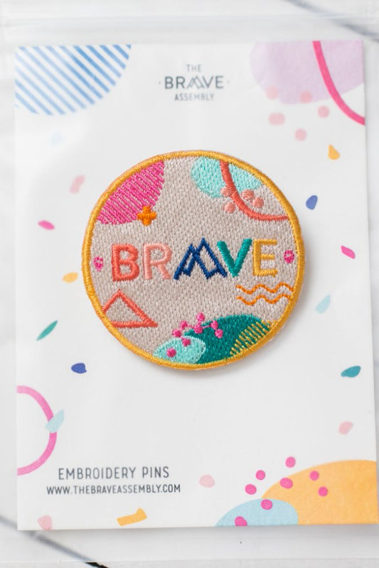 大聲宣告刺綉胸針|撒母耳記上17:47・爭戰得勝|教堂級刺綉・BRAVE勇敢/FHL信望愛・團契禮物