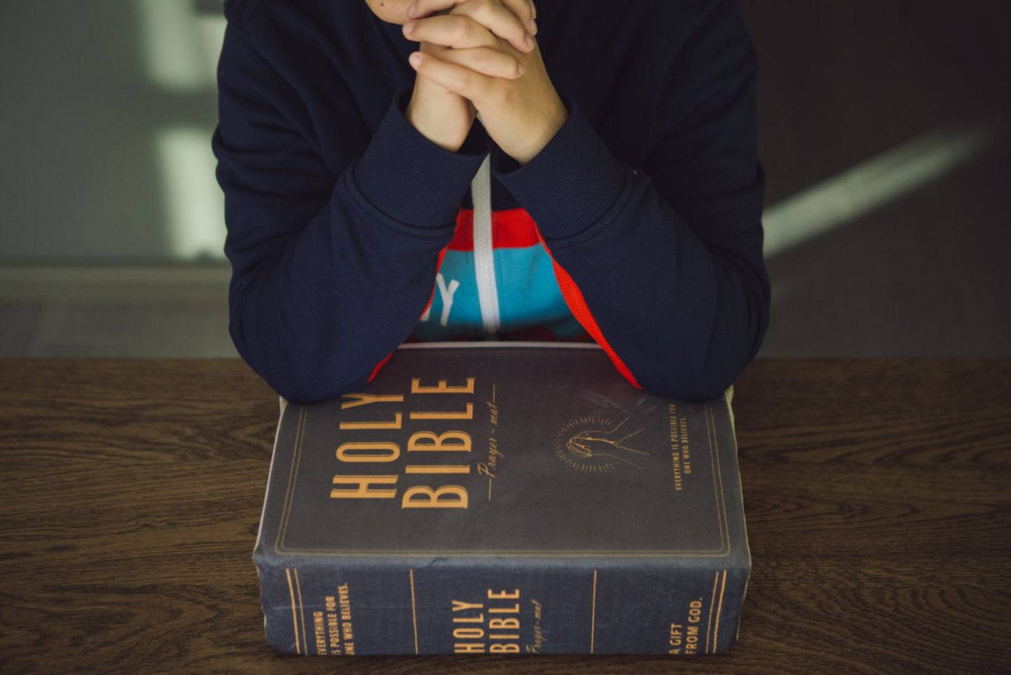 信 FAITH 書型禱告墊|馬可福音9:23・凡事都能|聖經造型・可折疊・洗禮喬遷禮物・附收納袋