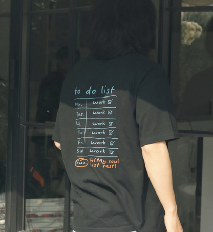 周日休息 日程表宣言 刺繡純棉TEE｜出埃及記20:8-10・安息日｜230g純棉・刺繡短袖・男女同款