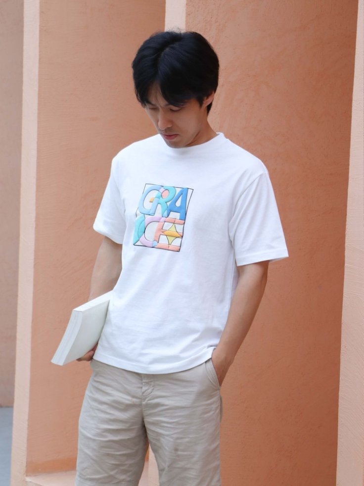 恩典 GRACE T-shirt｜哥林多前書15:10・蒙恩身份｜立體設計・精梳純棉・團契團服・福音潮T