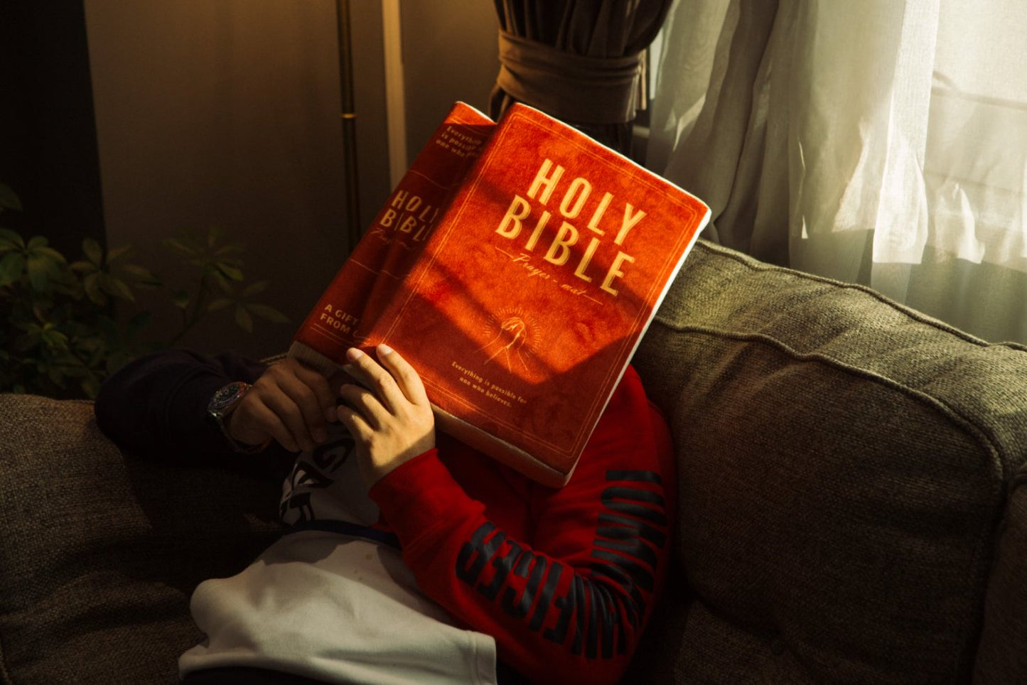 信 FAITH 書型禱告墊｜馬可福音9:23・凡事都能｜聖經造型・可折疊・洗禮喬遷禮物・附收納袋