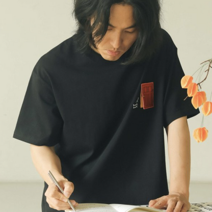 打開心門 文藝刺繡純棉TEE｜馬太福音 7：7・心門敞開｜重工刺繡・寬鬆純棉
