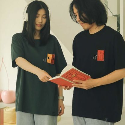 打開心門 文藝刺繡純棉TEE｜馬太福音 7：7・心門敞開｜重工刺繡・寬鬆純棉