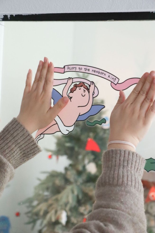 CHRISTMAS 靜電窗貼｜聖誕快樂・與你同在｜免膠自黏・窗戶佈置・鏡面裝飾・福音預工