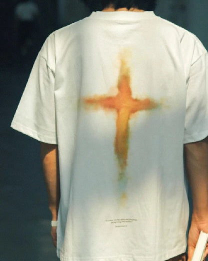 成了主題款純棉TEE｜啟示錄21:6・終極宣告｜暈染噴繪潮T・希臘文FINISHED・男女同款