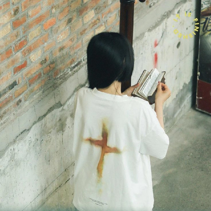 成了主題款純棉TEE｜啟示錄21:6・終極宣告｜暈染噴繪潮T・希臘文FINISHED・男女同款