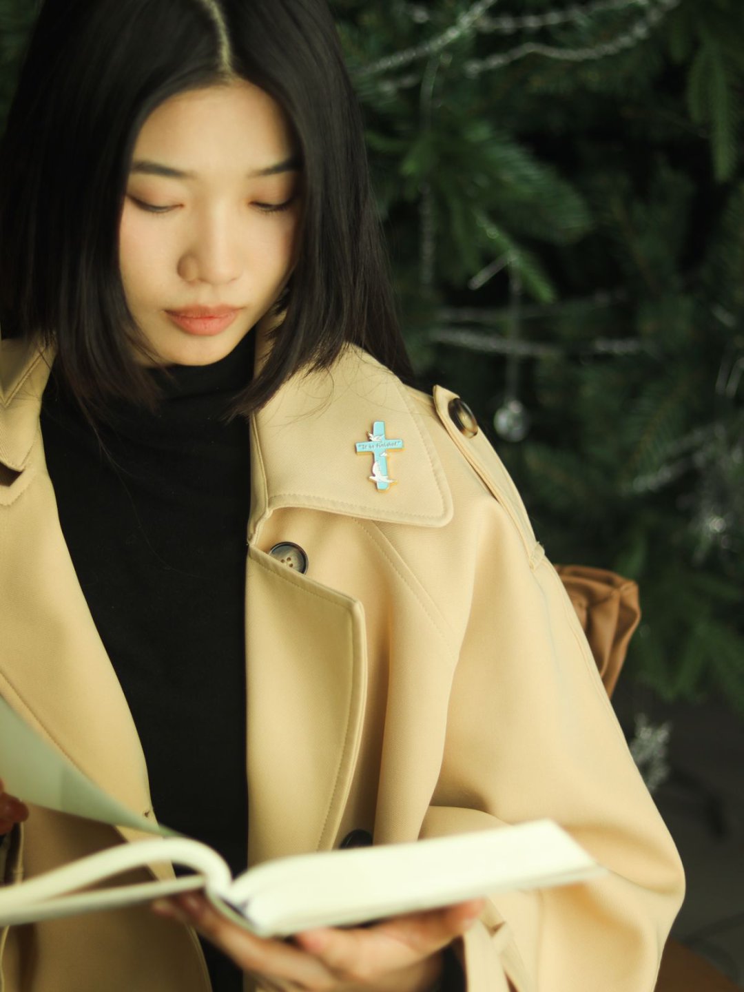 FINISHED成了！金屬宣言胸針｜約翰福音19:30・十架救恩｜鋅合金烤漆・百合飛鳥款・信仰禮物