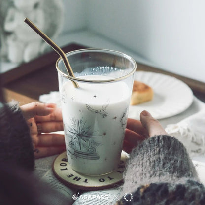 榮耀全歸你 描金玻璃杯｜啟示錄4:11・敬拜頌讚｜大容量500ml・高硼硅耐熱・信仰禮物・教會團契