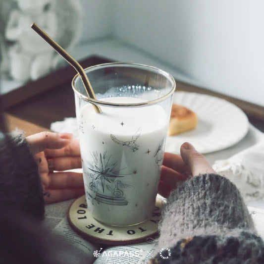 榮耀全歸你 描金玻璃杯｜啟示錄4:11・敬拜頌讚｜大容量500ml・高硼硅耐熱・信仰禮物・教會團契