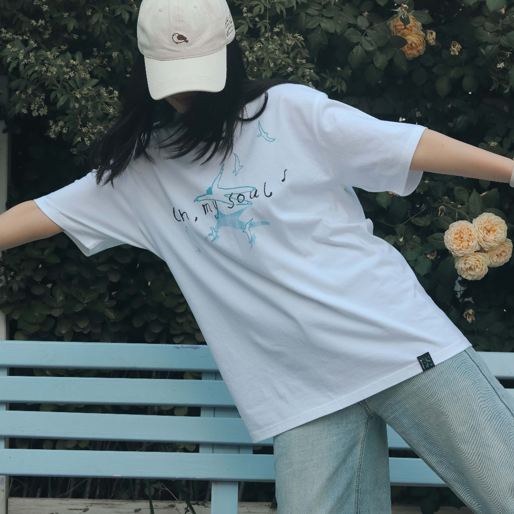 Oh~MySoul｜飛去曠野 清新刺繡純棉TEE｜日常穿搭與福音預工・團契團服・聖經T恤