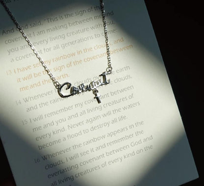 約 COVENANT｜隱密的光芒 十字架銀項鍊｜立約記號・原創設計・告白禮物｜Convenant 字母墜・精緻禮盒
