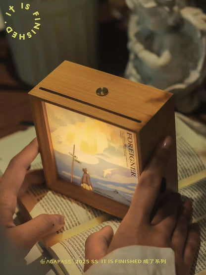 「在他毫無黑暗」治癒燈光畫｜約翰福音8:12・生命之光｜觸控調光・案頭裝飾・內室祈禱伙伴