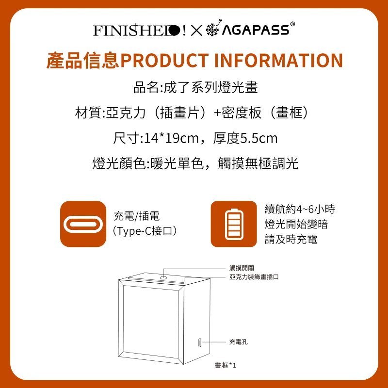 創始成終 治愈燈光畫｜啟示錄22:13・我是阿拉法俄梅戛｜觸控調光・臥室氛圍燈・信仰擺飾