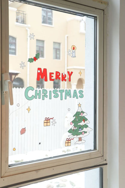 CHRISTMAS 靜電窗貼｜聖誕快樂・與你同在｜免膠自黏・窗戶佈置・鏡面裝飾・福音預工